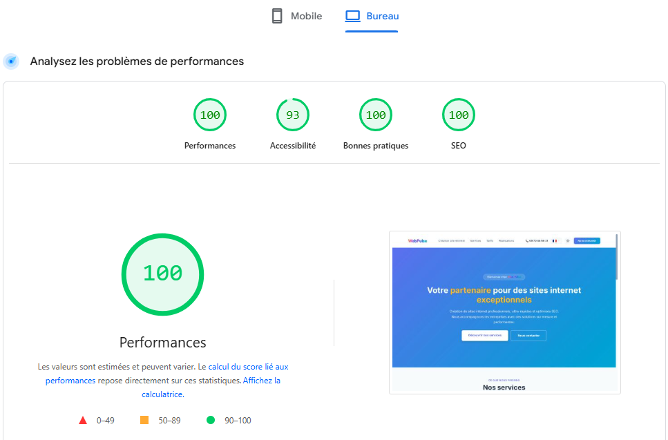 Score PageSpeed Desktop 100/100