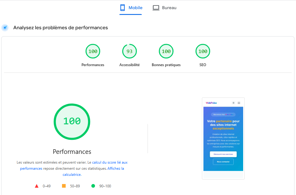 Score PageSpeed Mobile 100/100